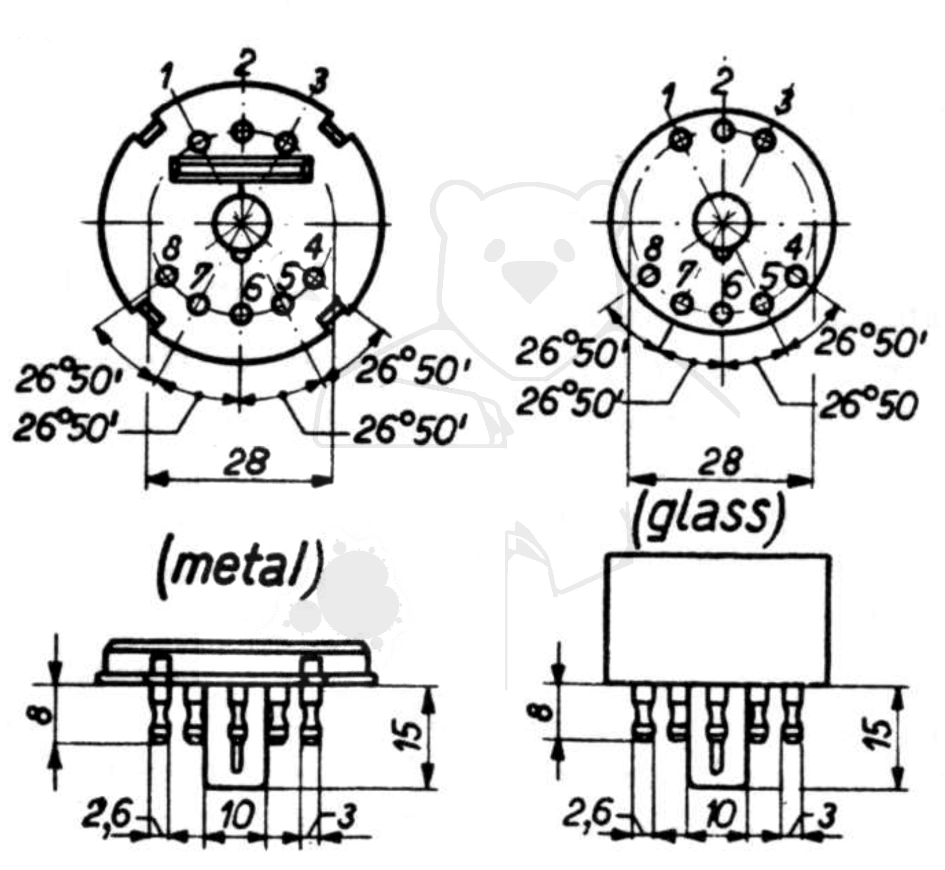 Fassung für Röhren mit: Stahlröhre, 8pol. aus: Das große Röhrenhandbuch, Franzis Verlag, 1995 München